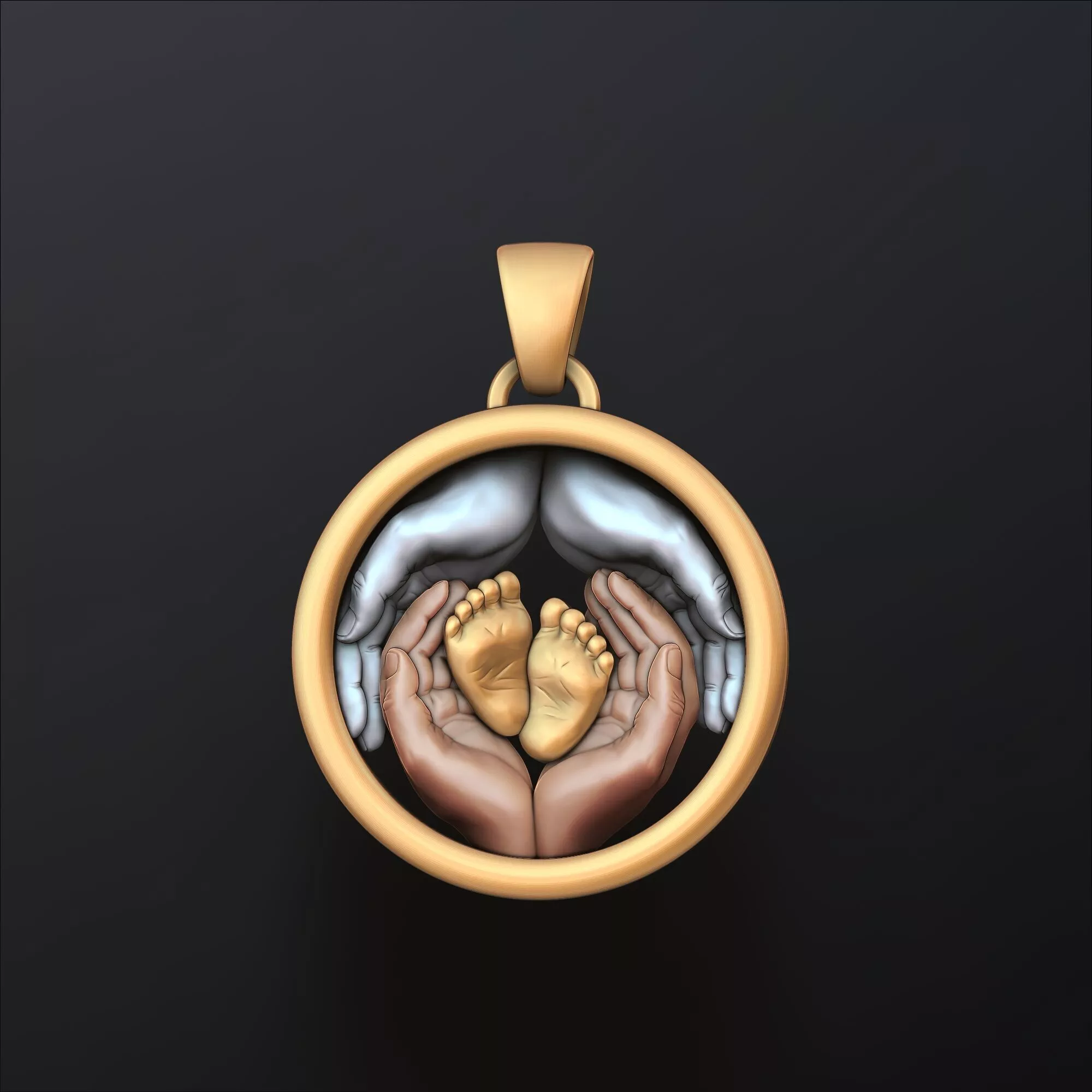 Baby Foot in Hands Pendant v3 3D print model