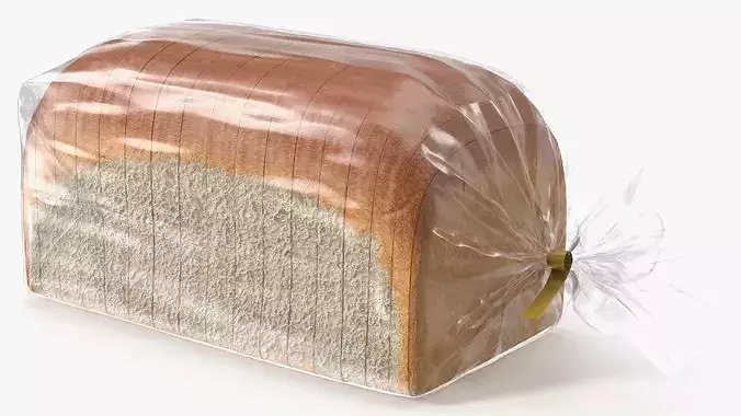 Sliced White Sandwich Bread Clear Pack 3D model 3