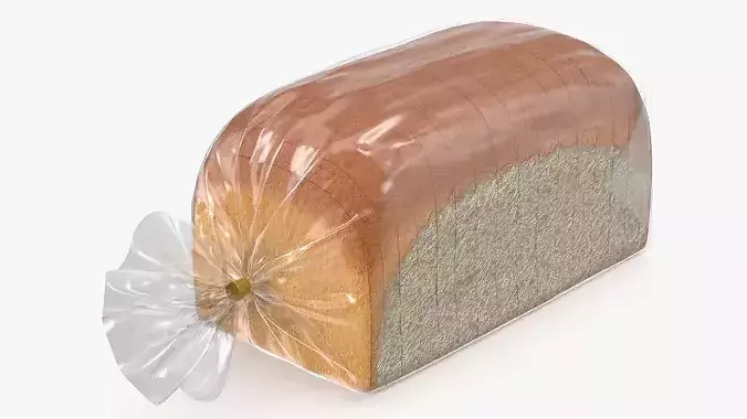 Sliced White Sandwich Bread Clear Pack 3D model