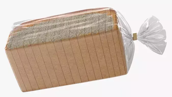 Sliced White Sandwich Bread Clear Pack 3D model 5