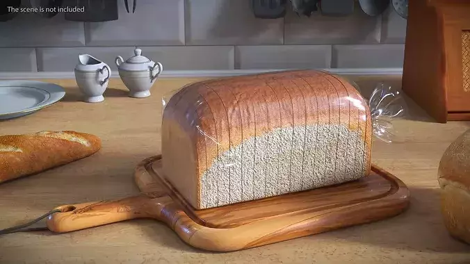 Sliced White Sandwich Bread Clear Pack 3D model 2