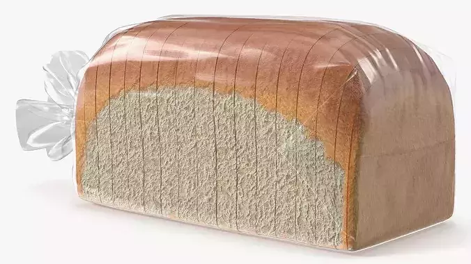 Sliced White Sandwich Bread Clear Pack 3D model 4