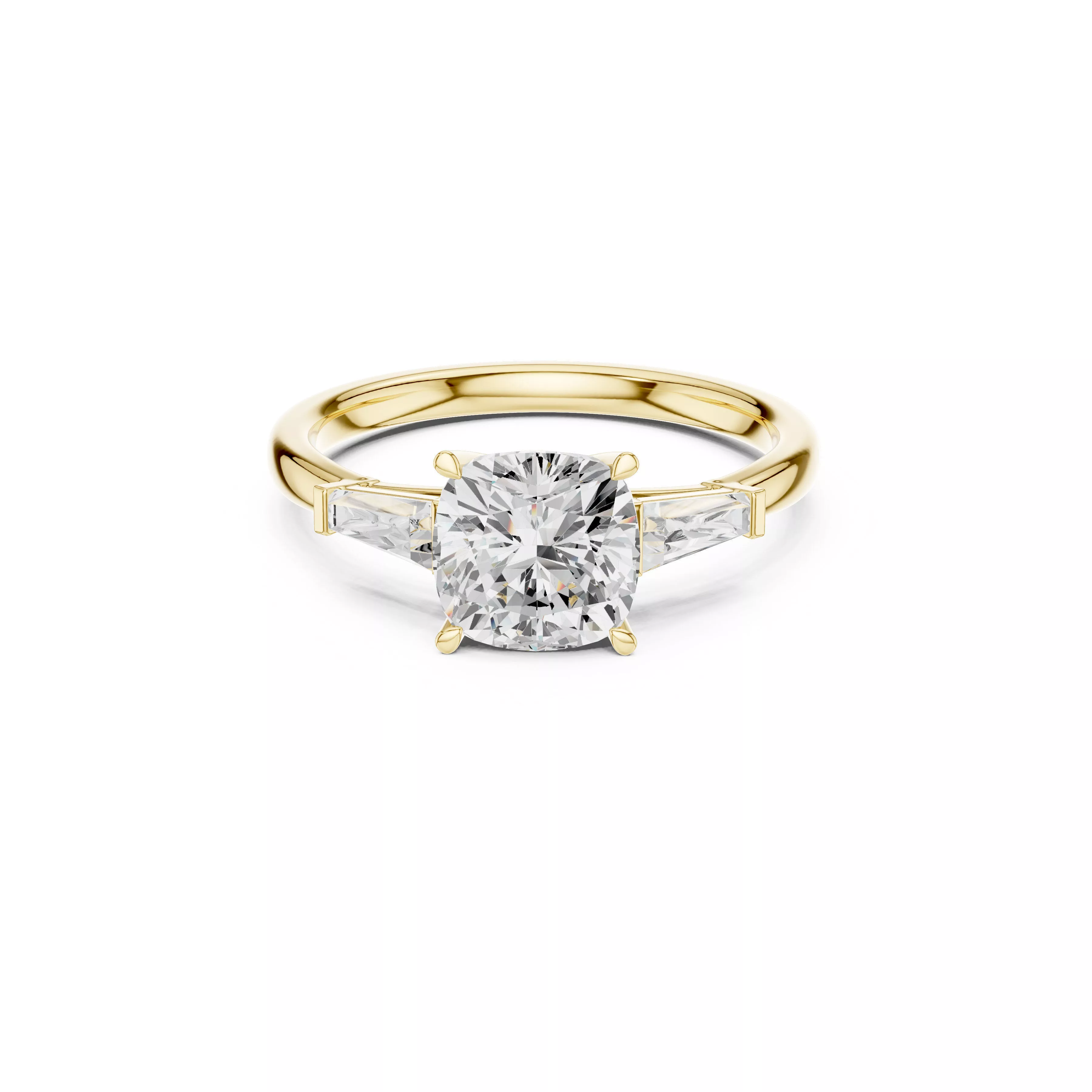 Cushion Cut Three Stone Engagement Ring 3D print model