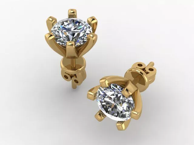 6 prong solitaire earring 3D print model