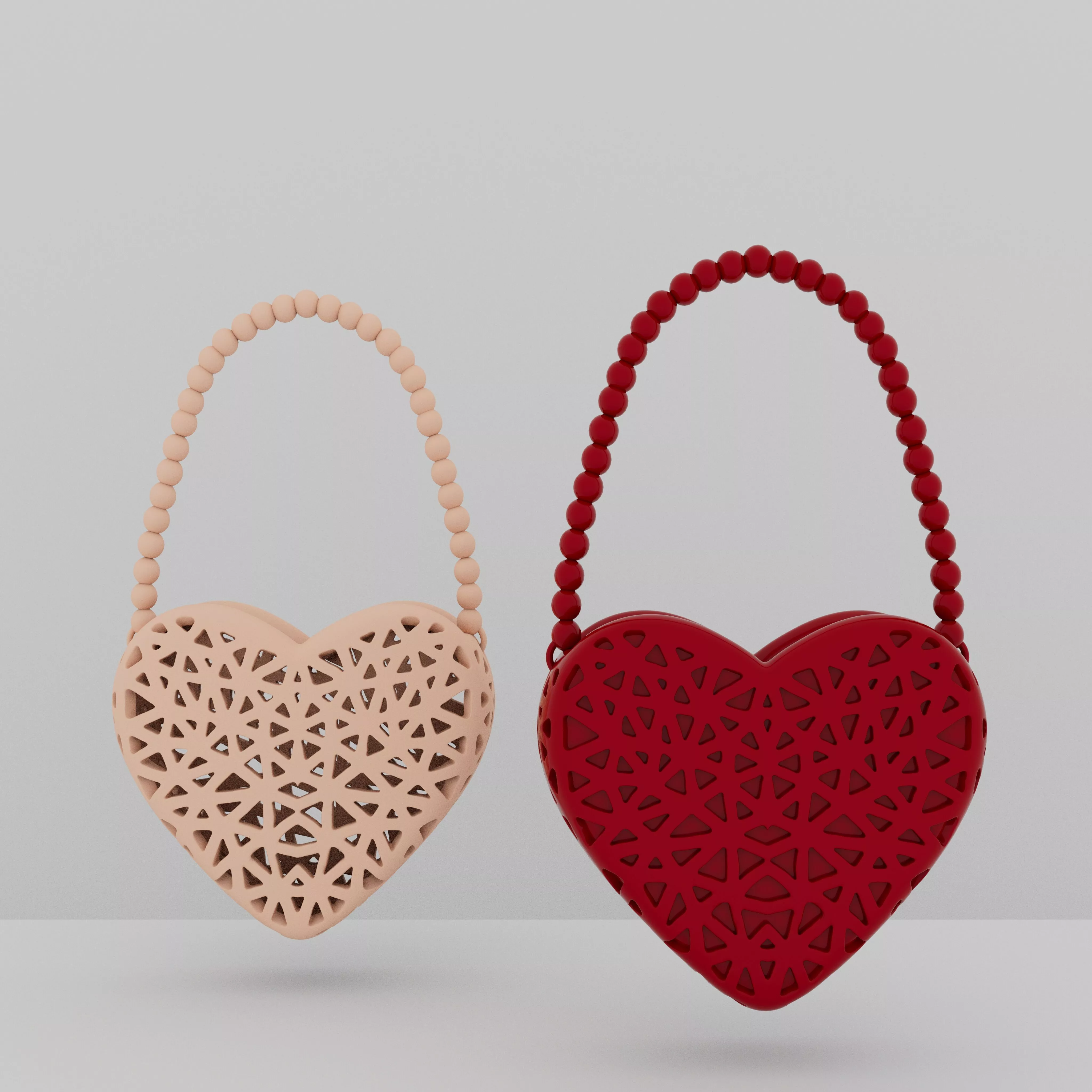 Set of 2 Cute Heart Purse STL - Valentine Gift 3D Printable Bag 3D print model