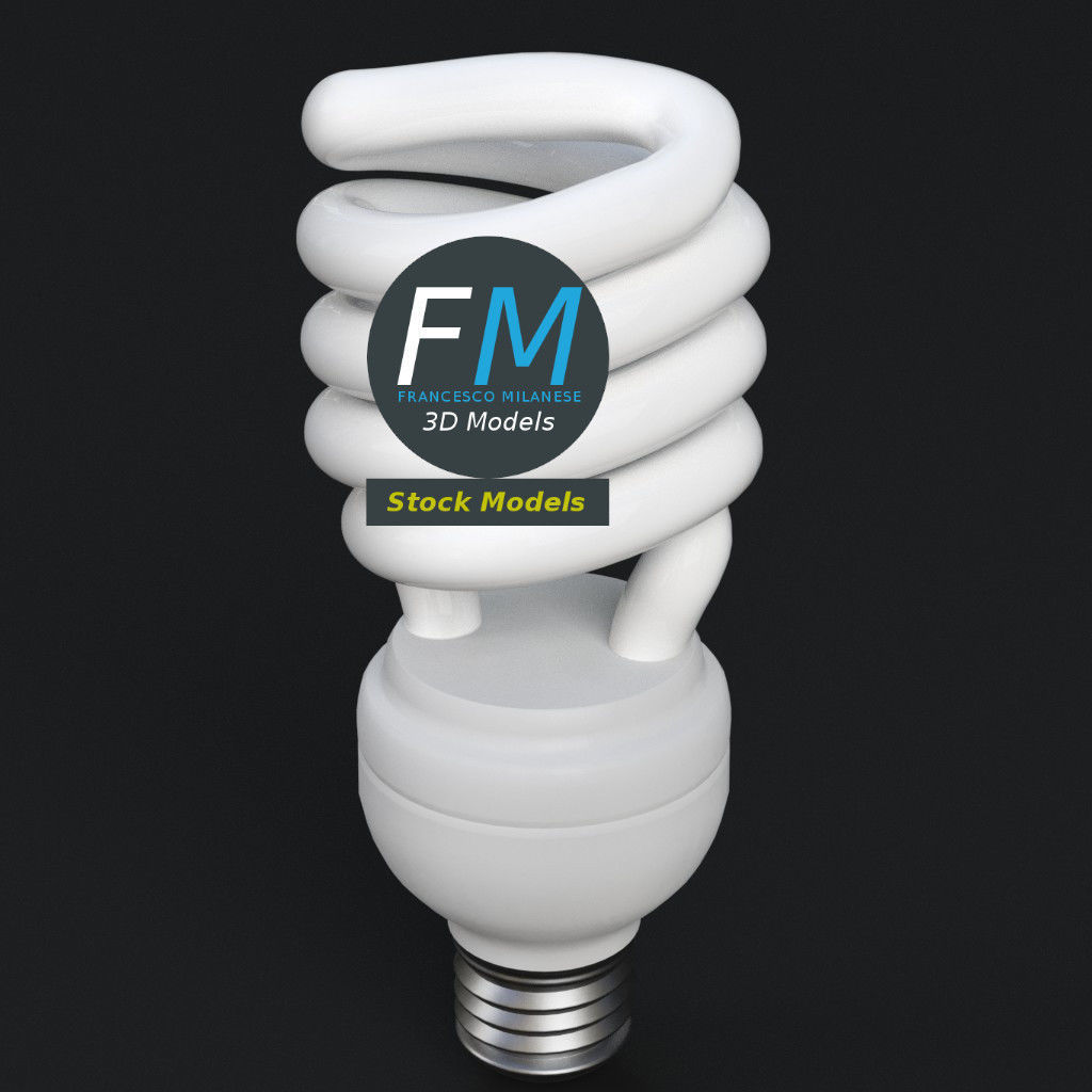 GE-style fluorescent light bulb lamp 3D model_2