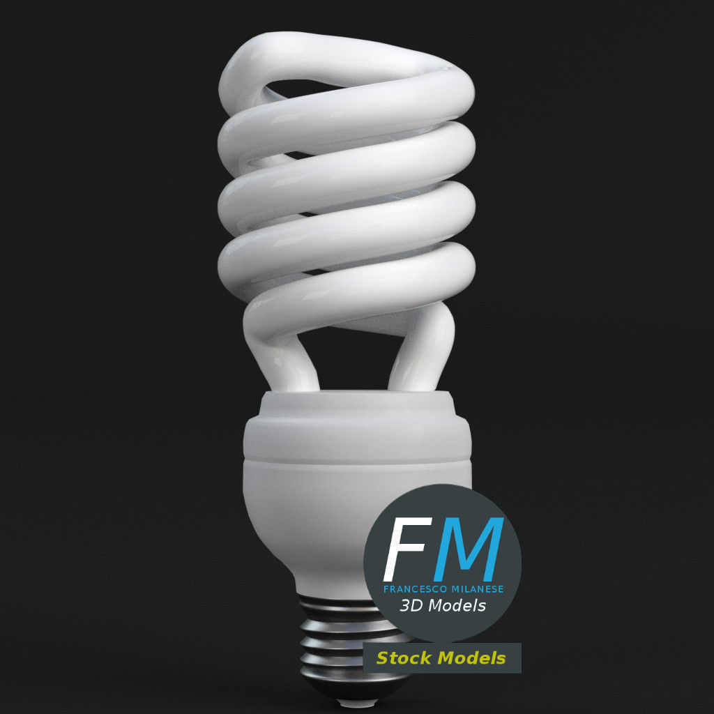 GE-style fluorescent light bulb lamp 3D model_3