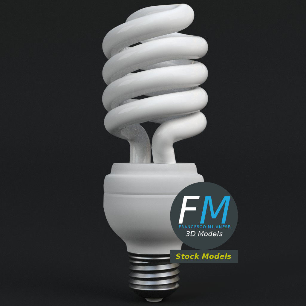 GE-style fluorescent light bulb lamp 3D model_4