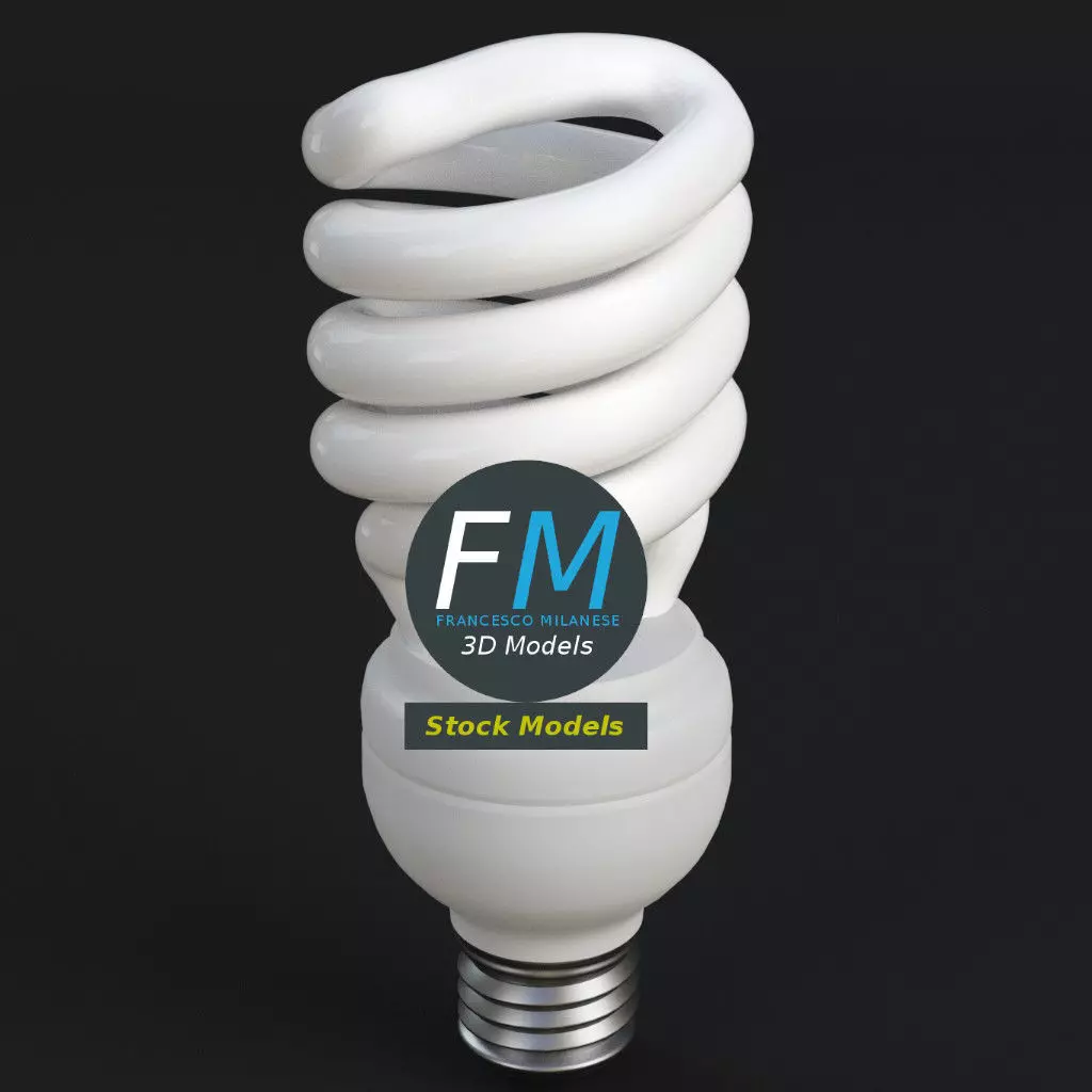 GE-style fluorescent light bulb lamp 3D model_0