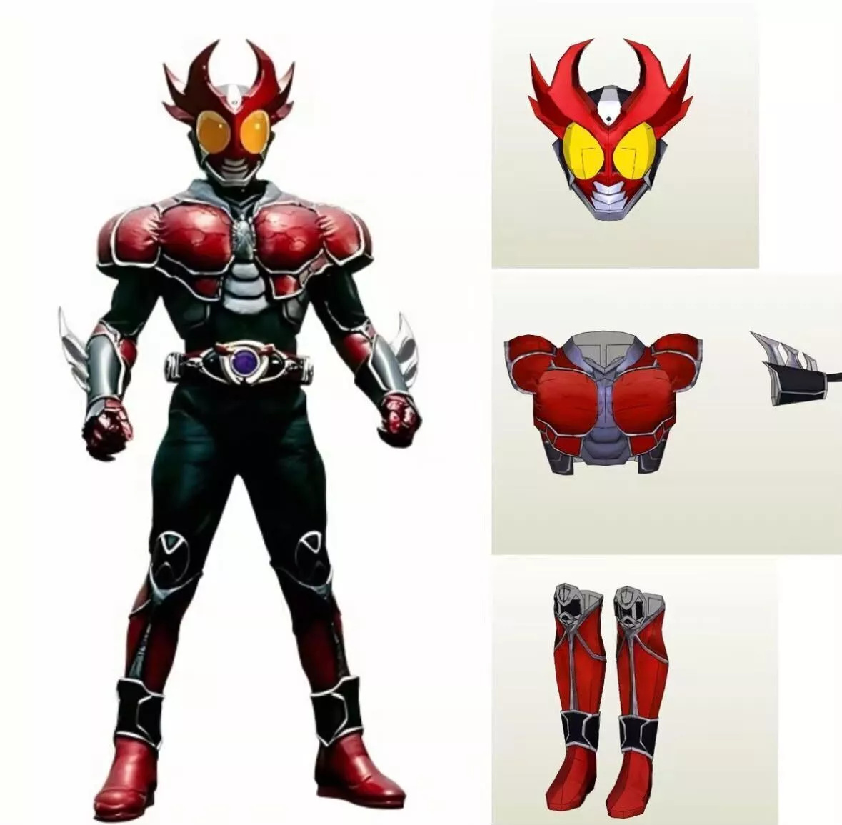 Kamen rider agito burning form pdo cosplay layout Free 3D model