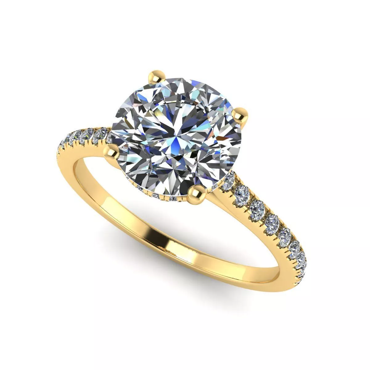Round Hidden Halo Pave Engagement Ring 3D Model 3D print model