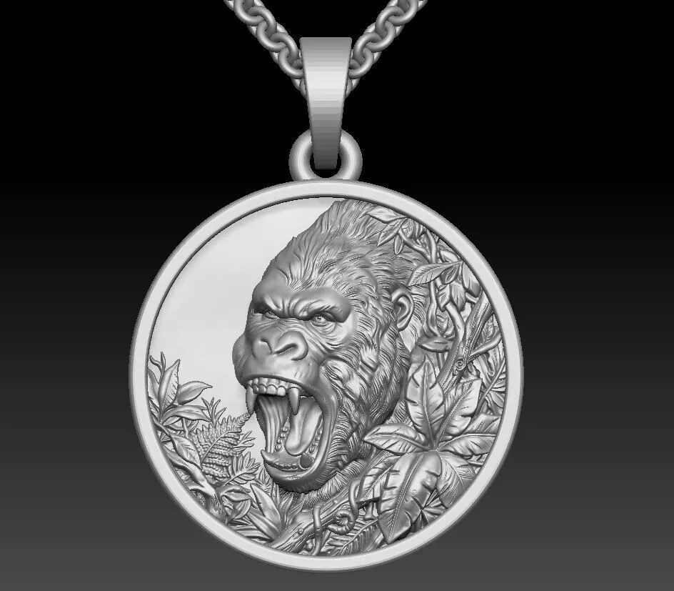 3D Model Roaring Gorilla Pendant Jewelry CAD STL for Casting 3D print model