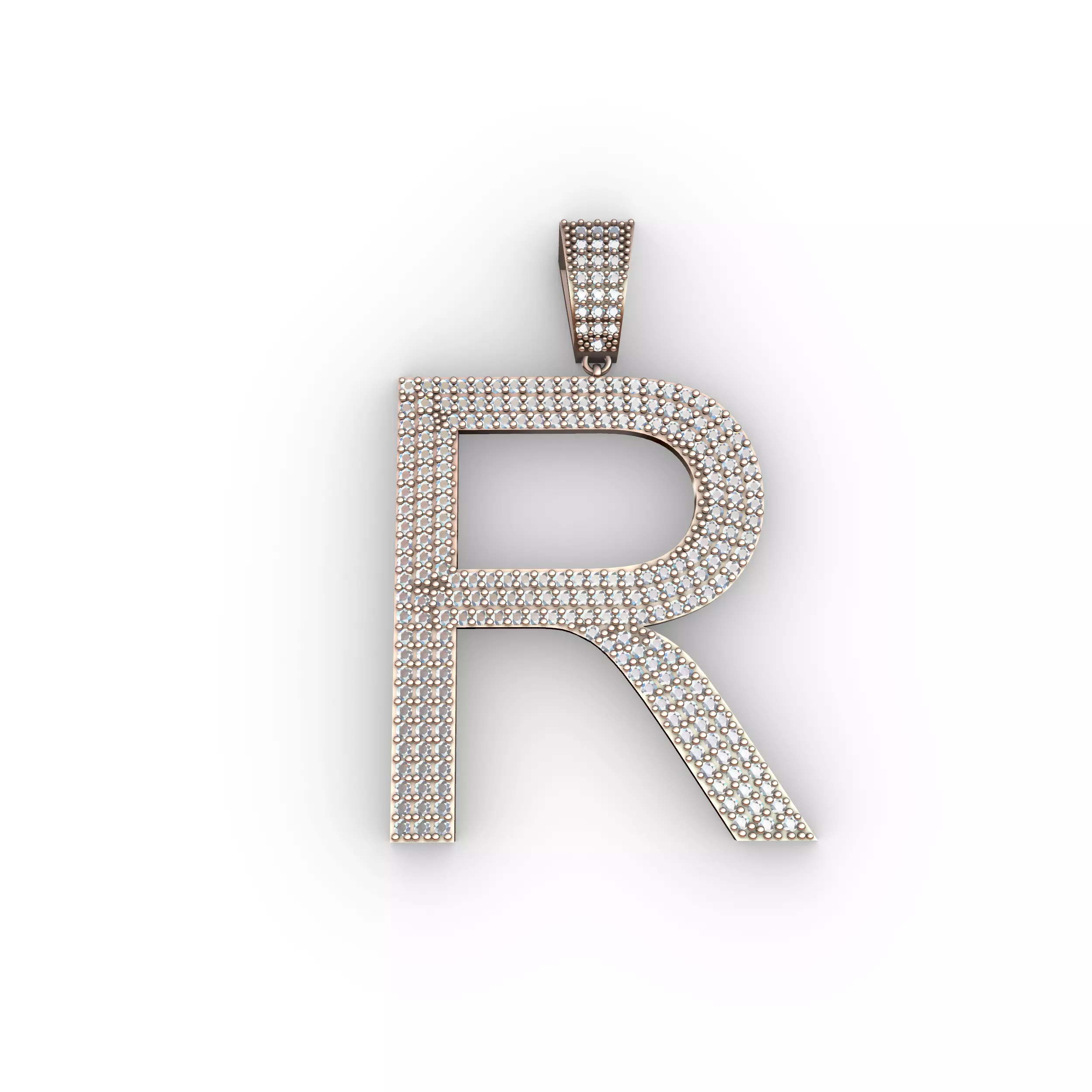 Iced Out R Letter pendant 3D print model