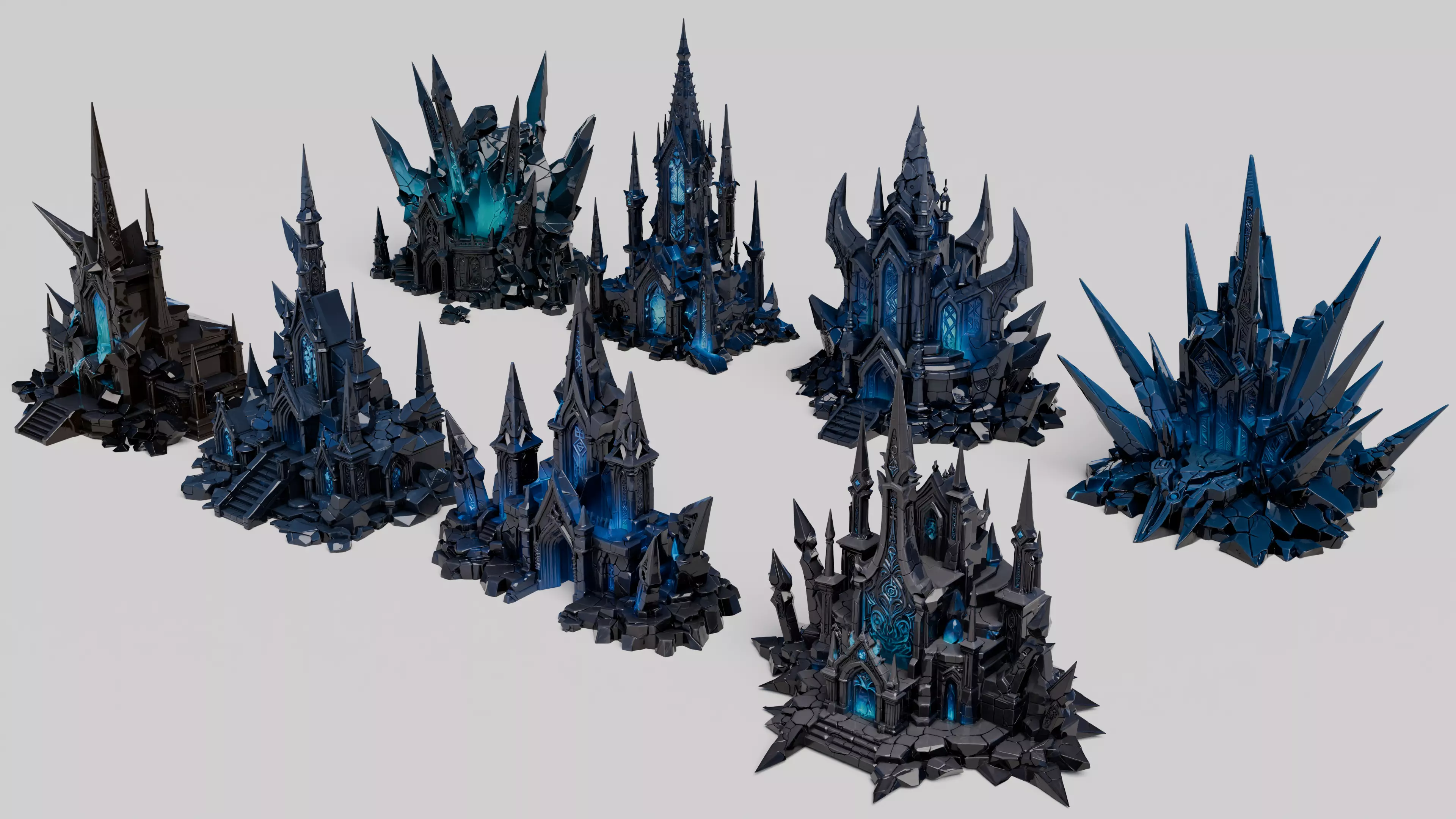 Crystal Fortress Asset Pack - High-Poly 3D Bundle 3D model