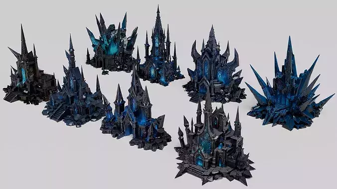 Crystal Fortress Asset Pack - High-Poly 3D Bundle