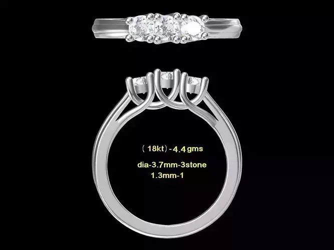 37MMSTONE three stone diamond engagement ring