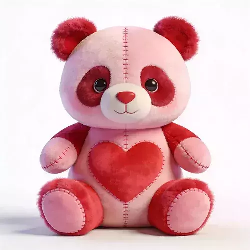 Stylized 3D Pastel Valentine Panda Plush Model