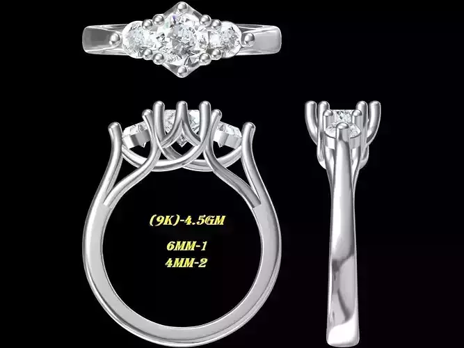6MMRING diamond engagement ring with three stones