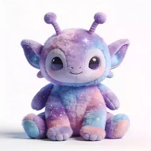 Stylized 3D Cosmic Star-Holding Alien Plush Model