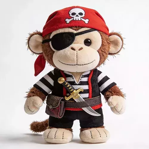 Stylized 3D Pirate Adventure Monkey Plush Model