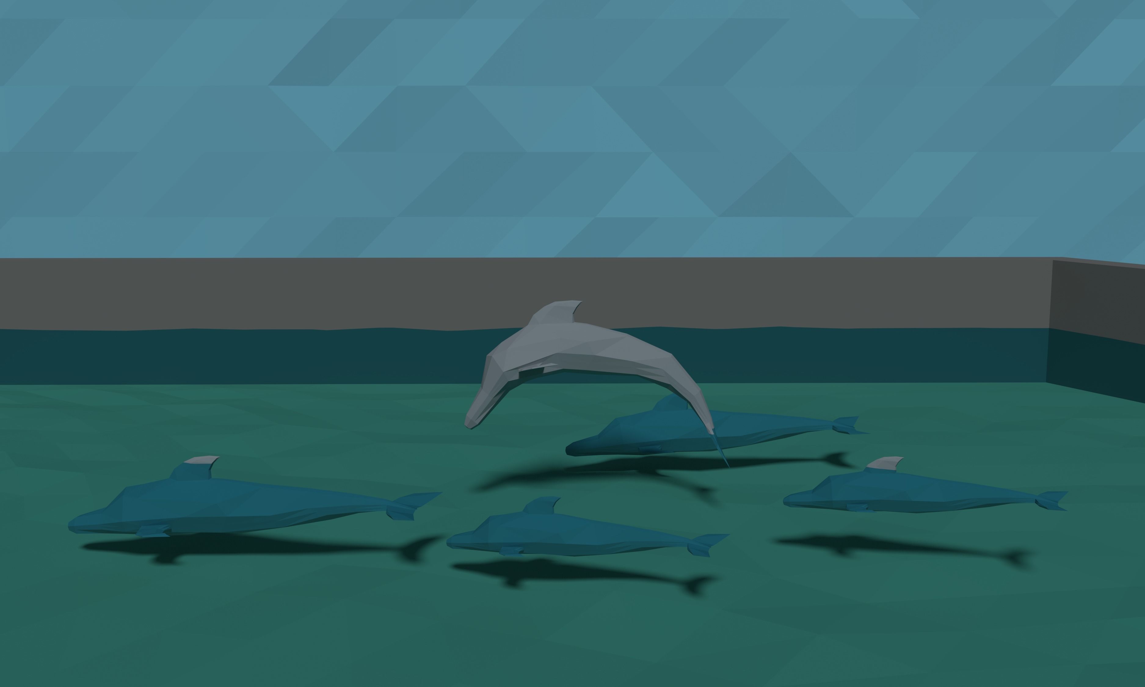LowPoly Dolphin rigged Low-poly 3D model_4