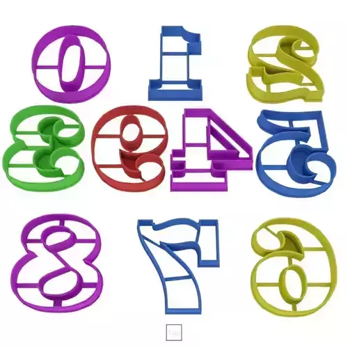 Set Numbers from 0 to 9 cookie cutter 