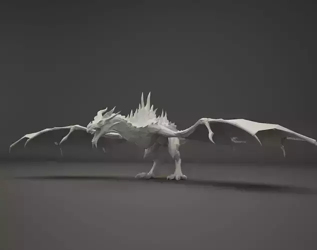 Dragon with wings Low-poly 3D model