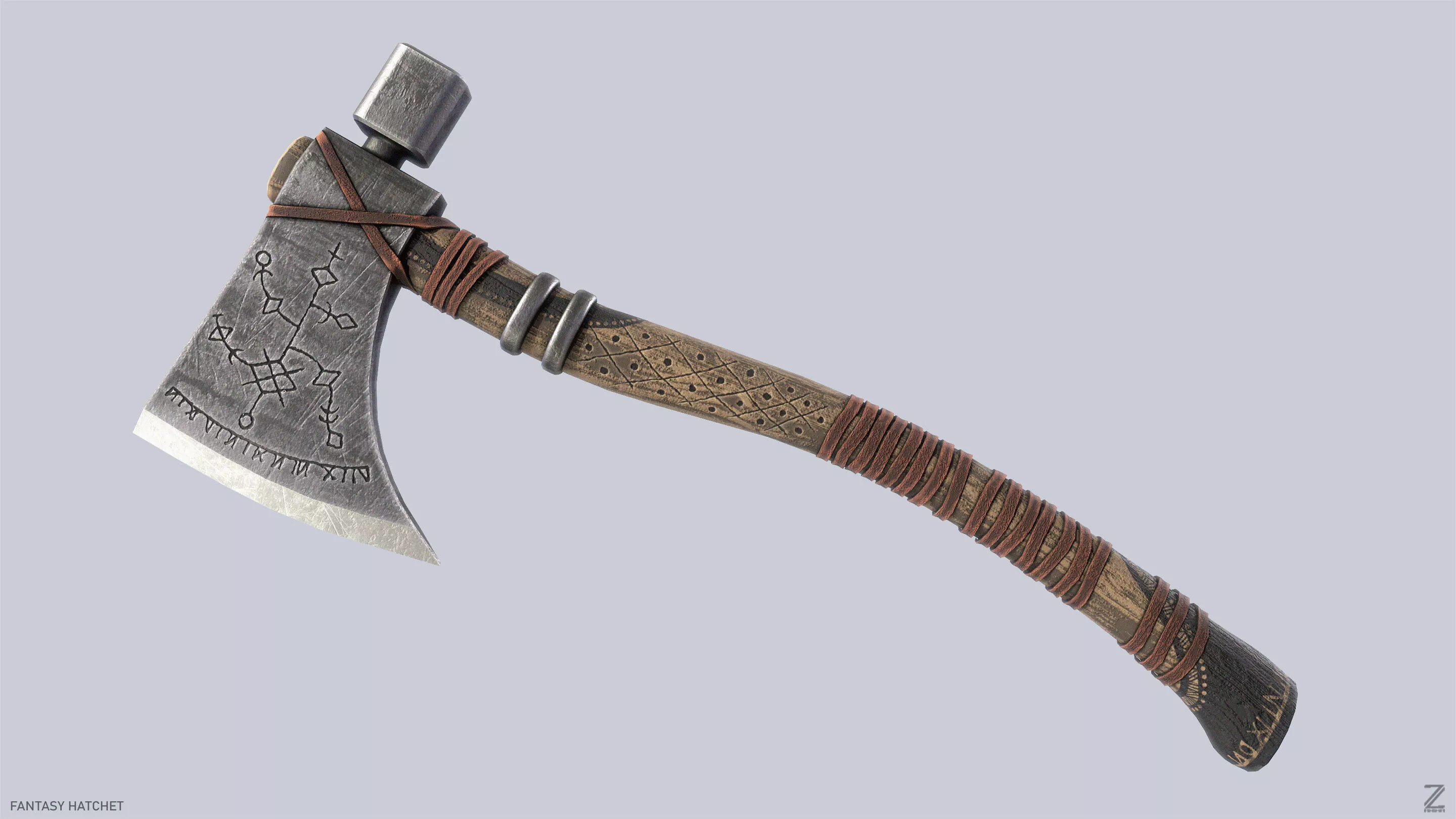 Fantasy hatchet Low-poly 3D model