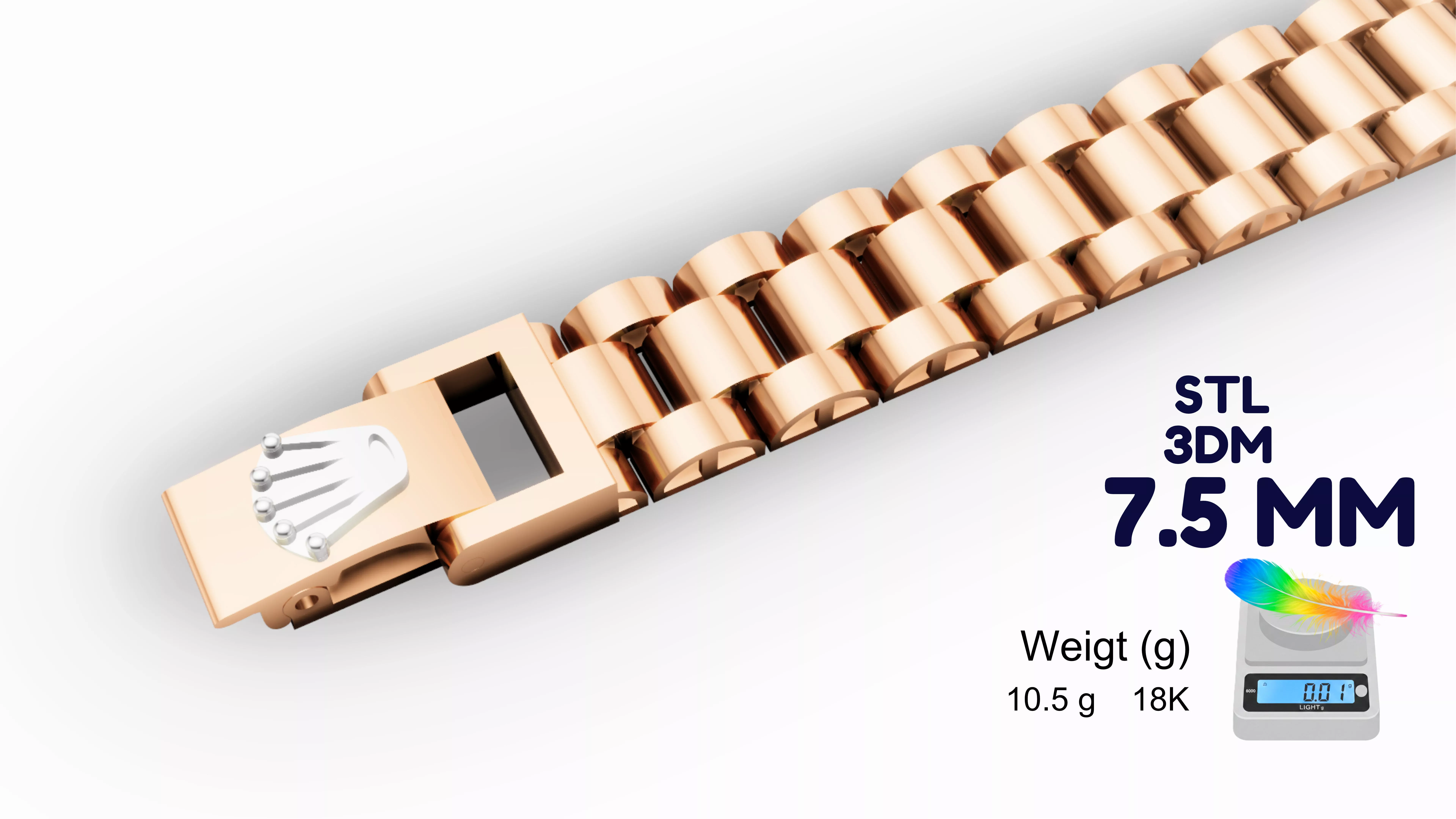 ROLEX-BRACELET-7-5MM 3D print model