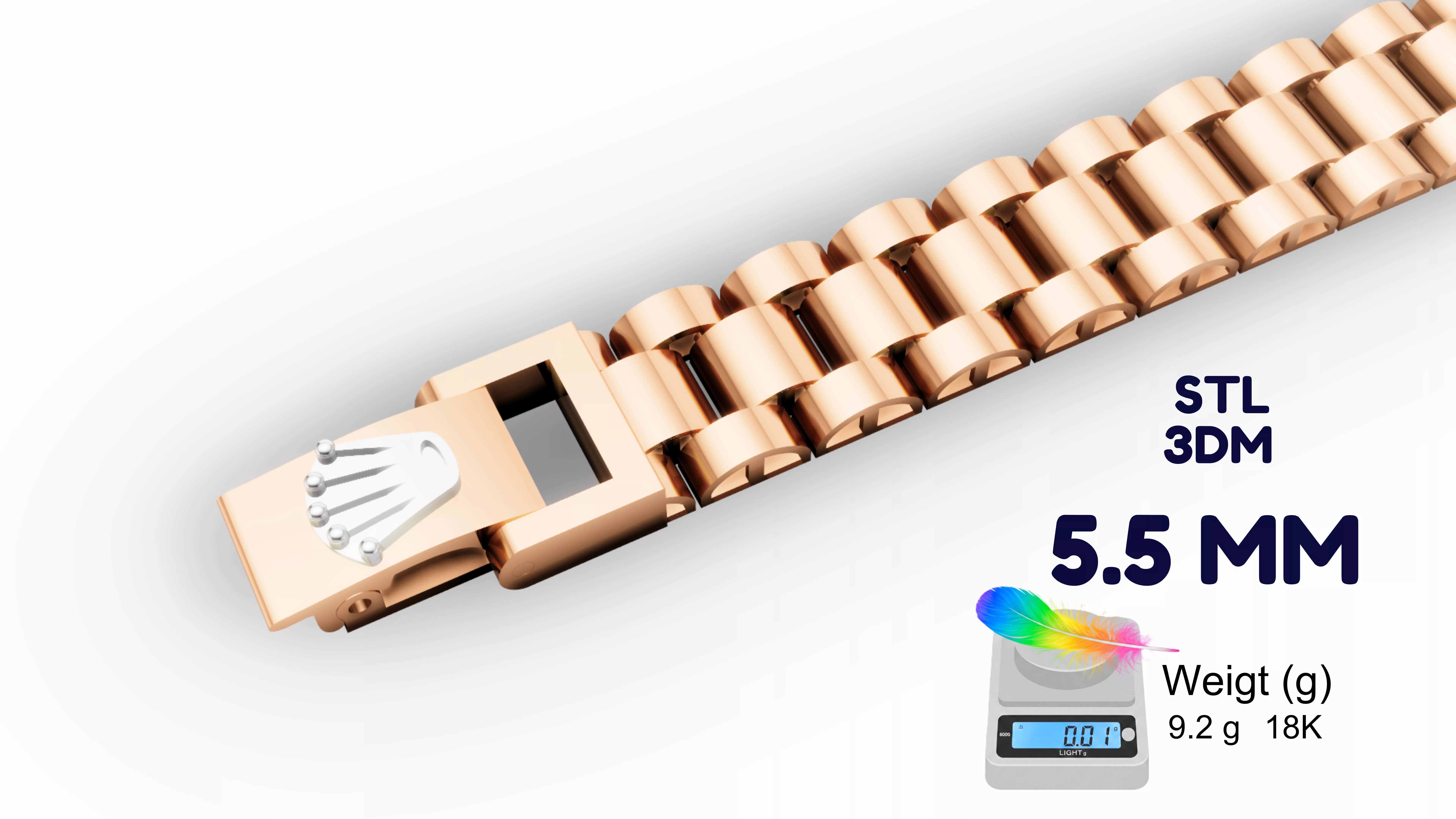 ROLEX-BRACELET-5-5MM-plain 3D print model