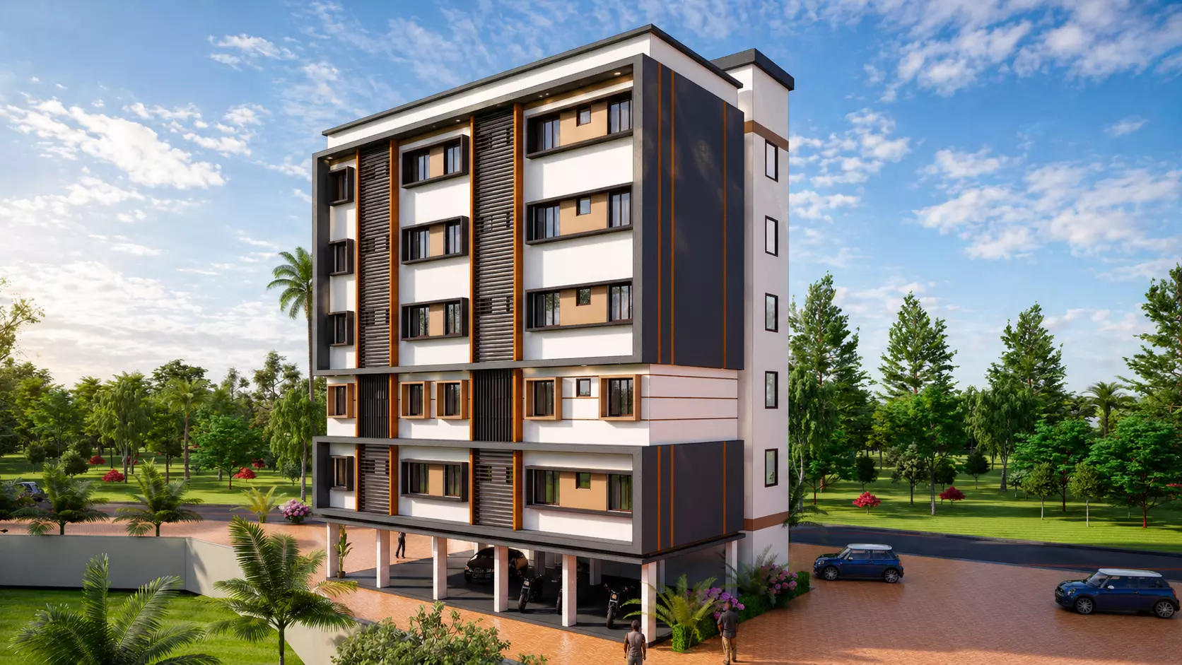Mid-Rise Residential Apartment Building 3D Model 3D model