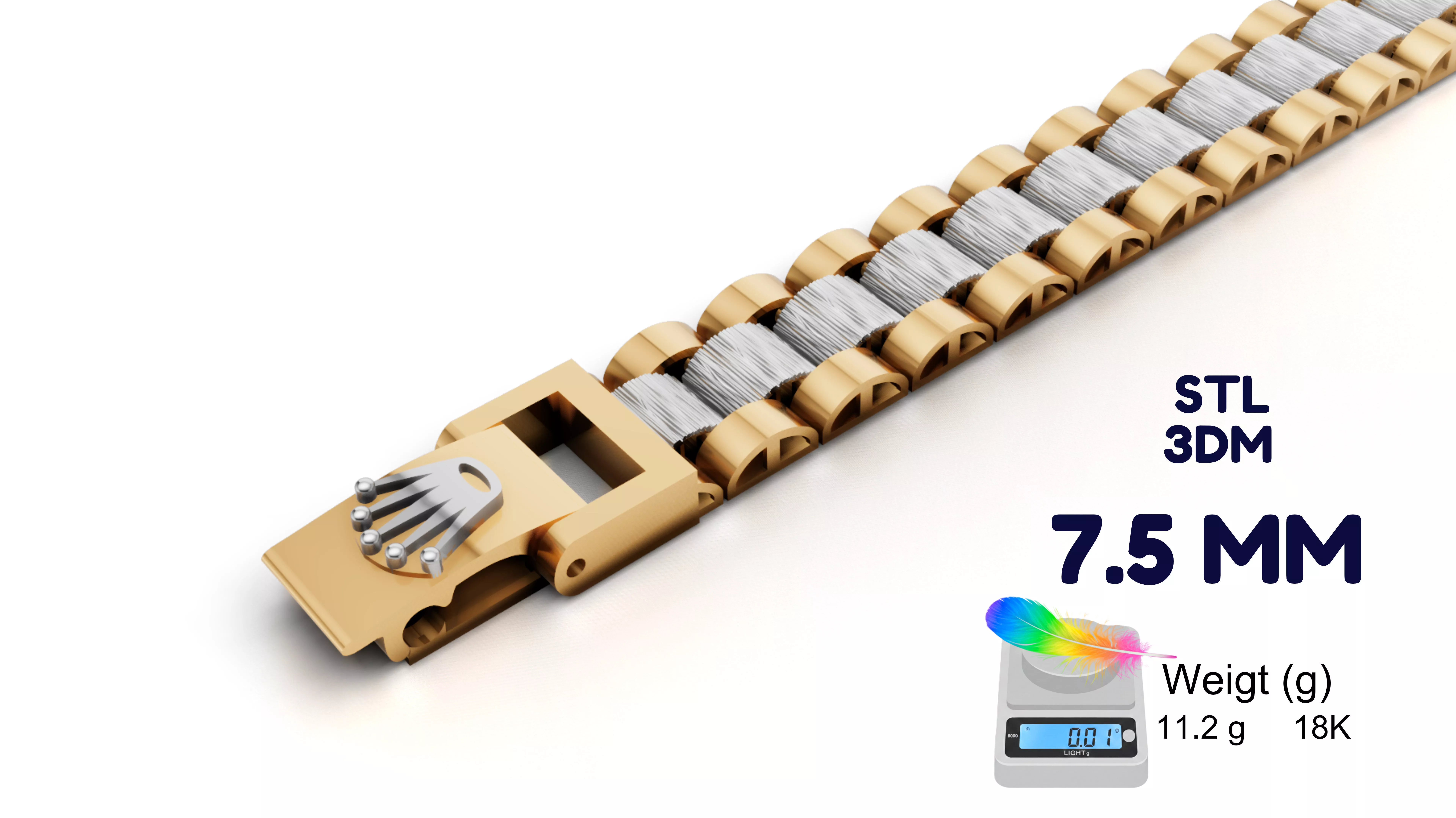 ROLEX-BRACELET-7-5MM-mix 3D print model