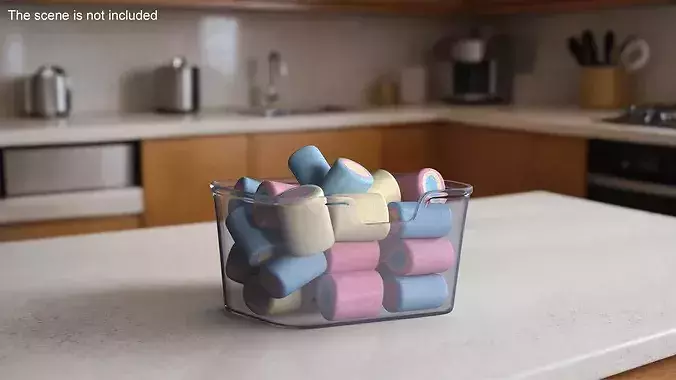 Multicolored Marshmallows in Container 3D model 2