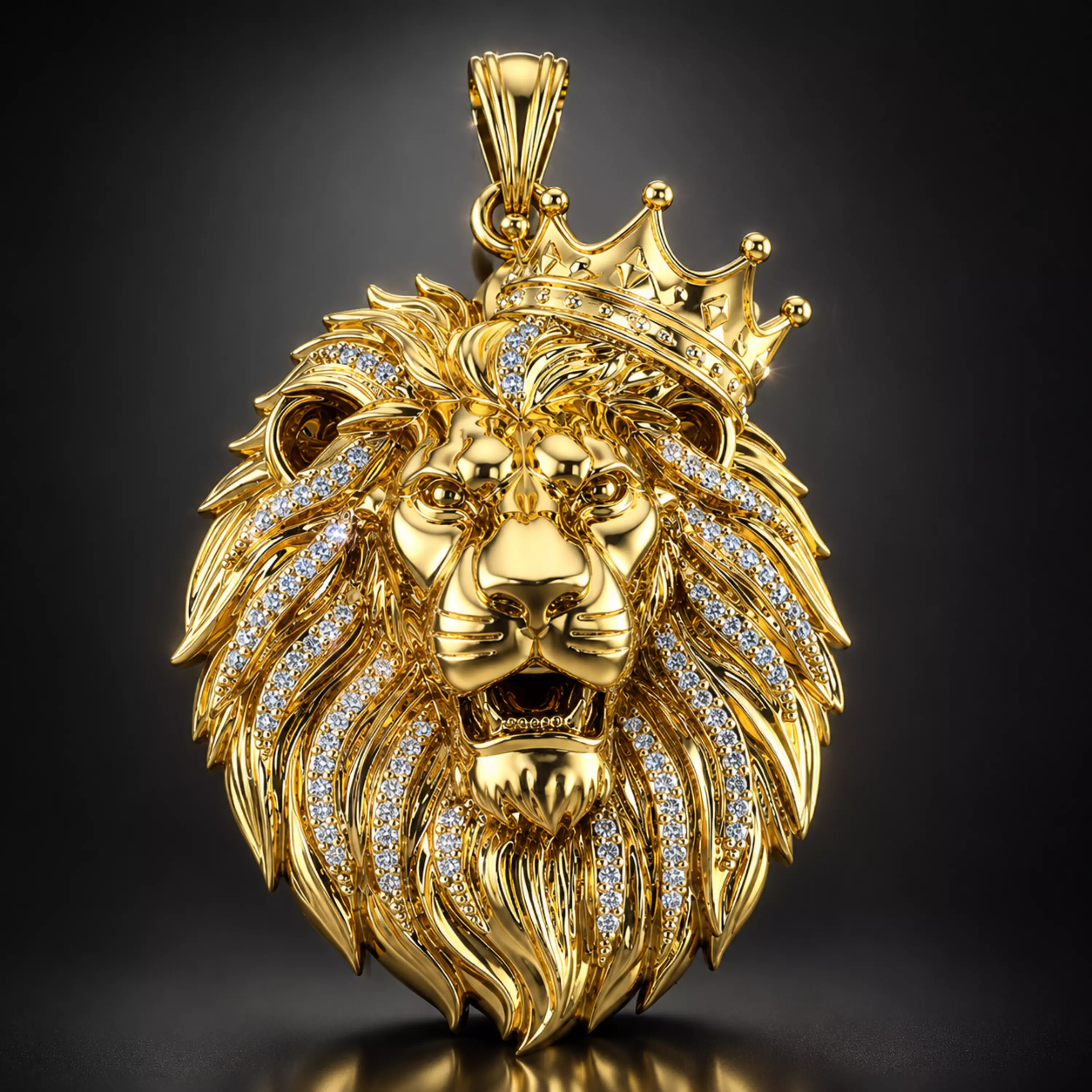 Lion Head Crown Pendant STL 3DM Printable Jewelry Model 3D print model