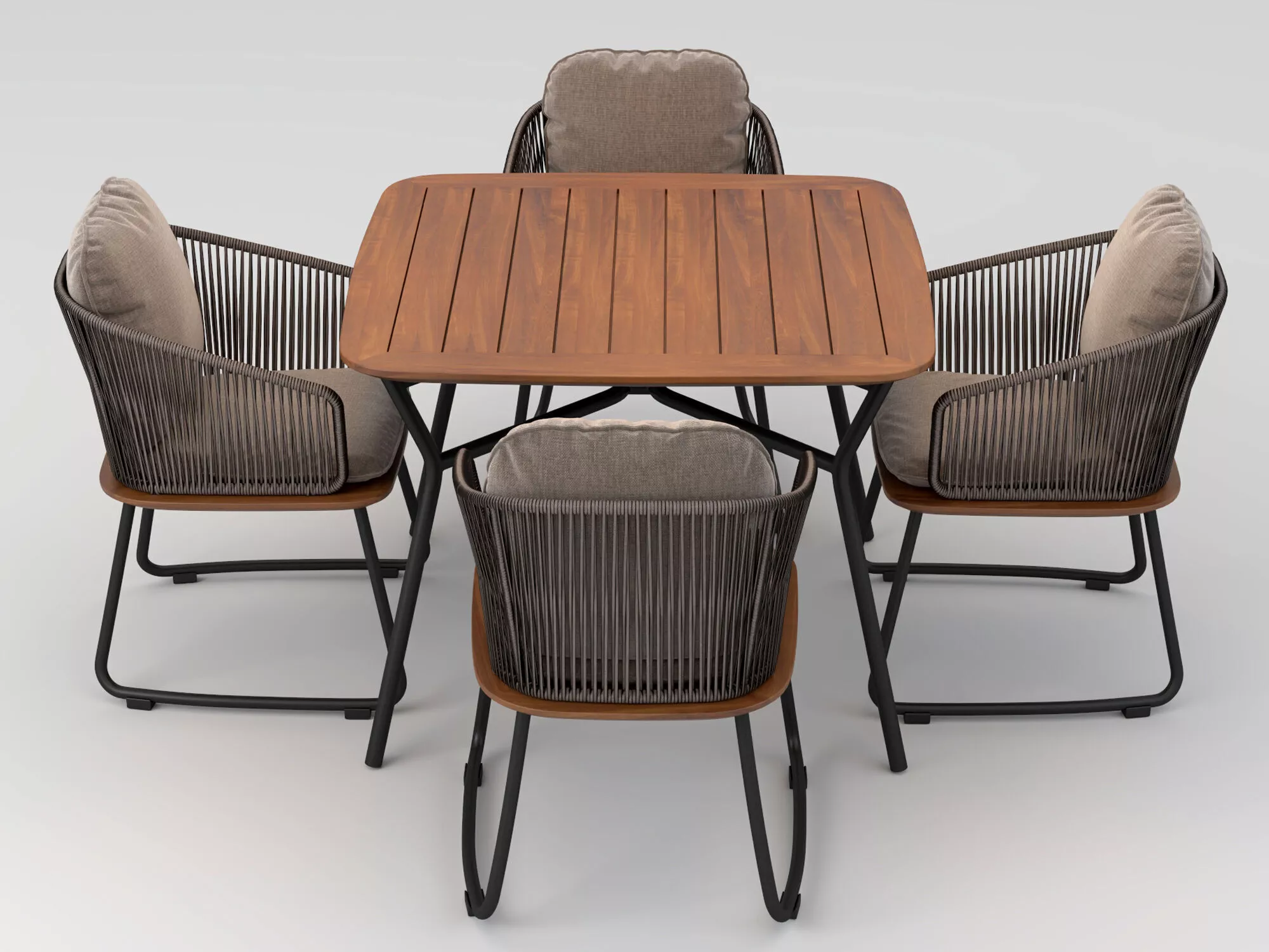 Modern outdoor dining table and chairs Low-poly 3D model