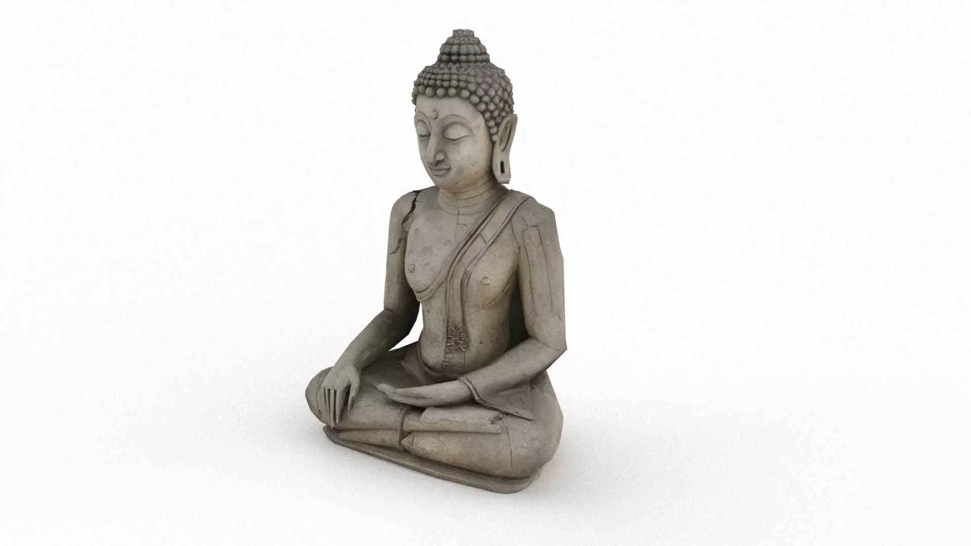 Seated Buddha statue Low-poly 3D model