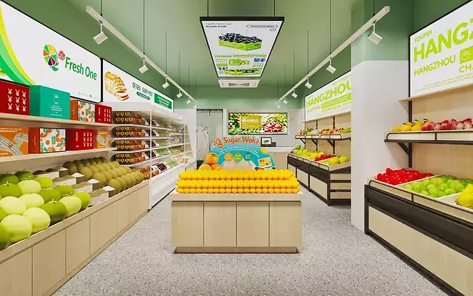 Supermarket - Vegetables - Fruit Store 3D model