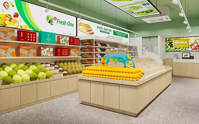 Supermarket - Vegetables - Fruit Store 3D model 2