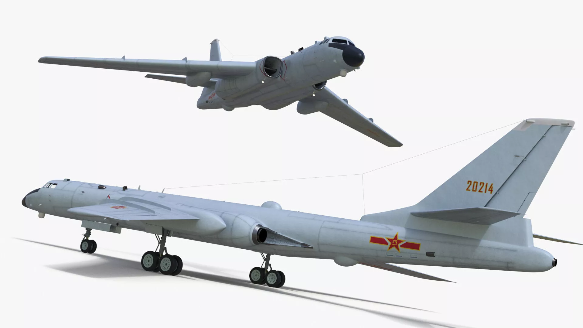Xian H-6 China Strategic Bomber without Armament Rigged for Maya 3D model