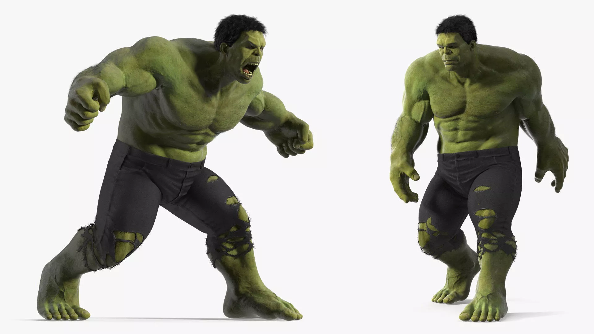 Hulk Walking Fur Animated Rigged 3D model