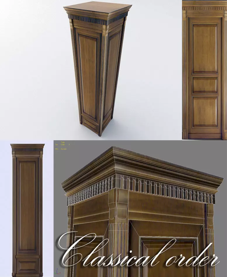 Wooden Column 3D model_0