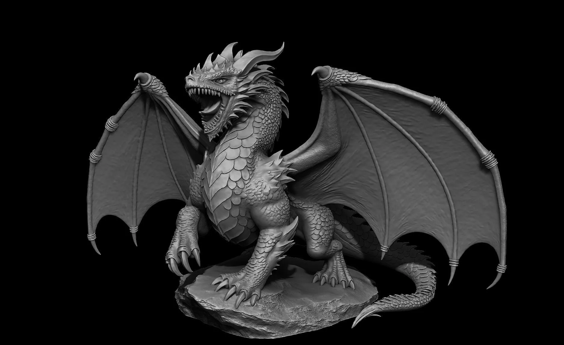 Ancient Roaring Dragon - High Detail Fantasy Miniature 3D print model