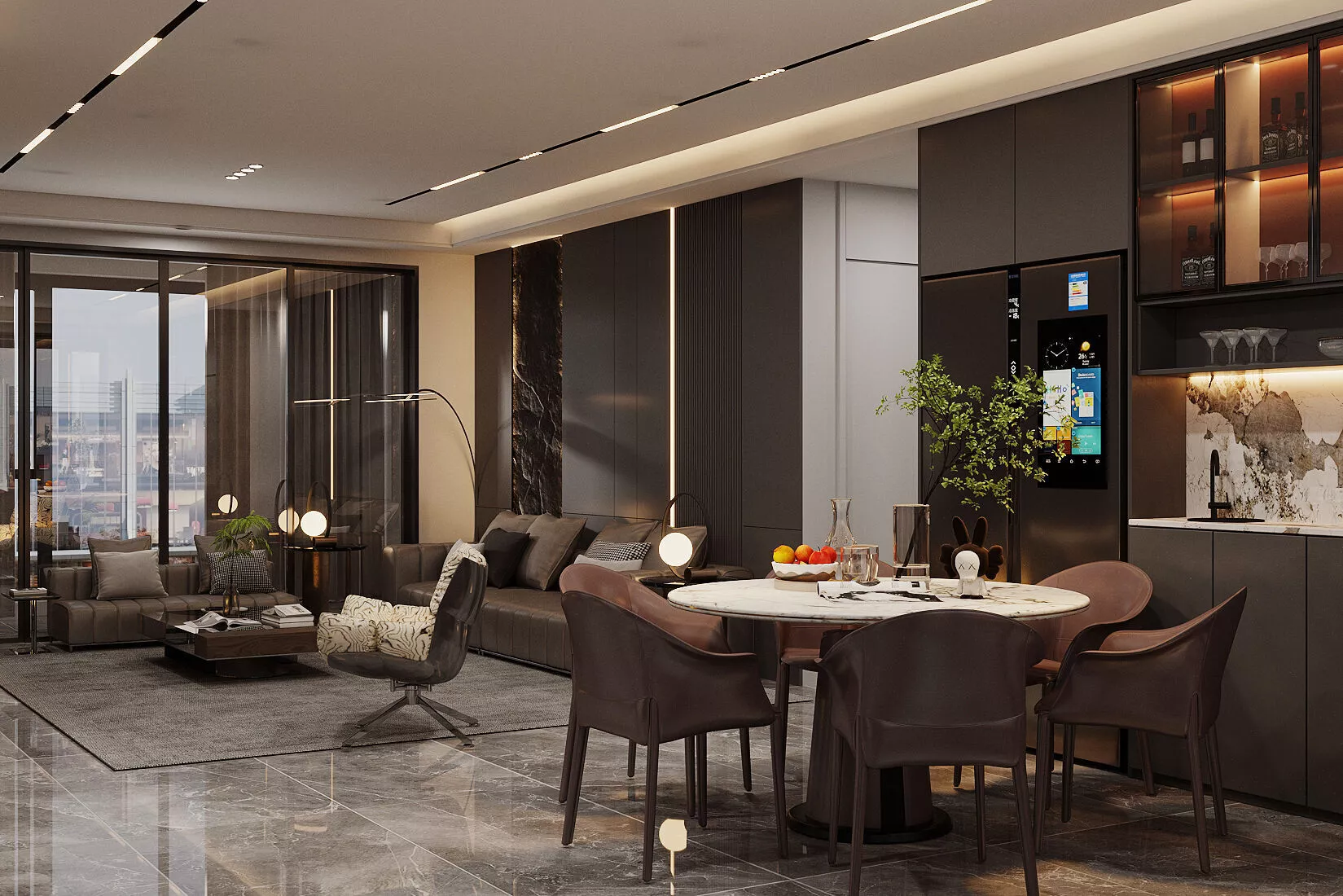Italian-style living and dining room 3D model