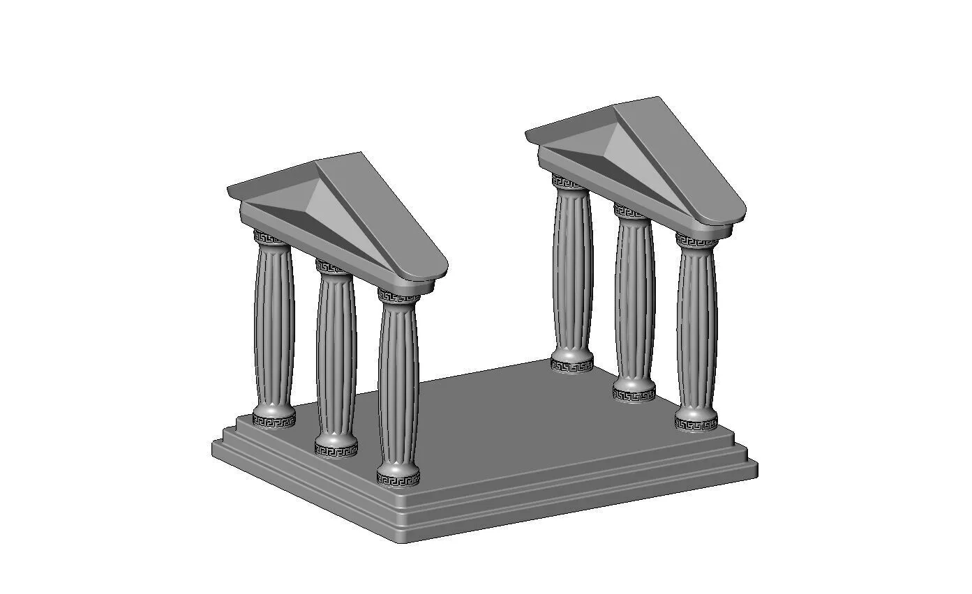 Ribbed Rounded pillars Parthenon alter miniature with steps 3D print model