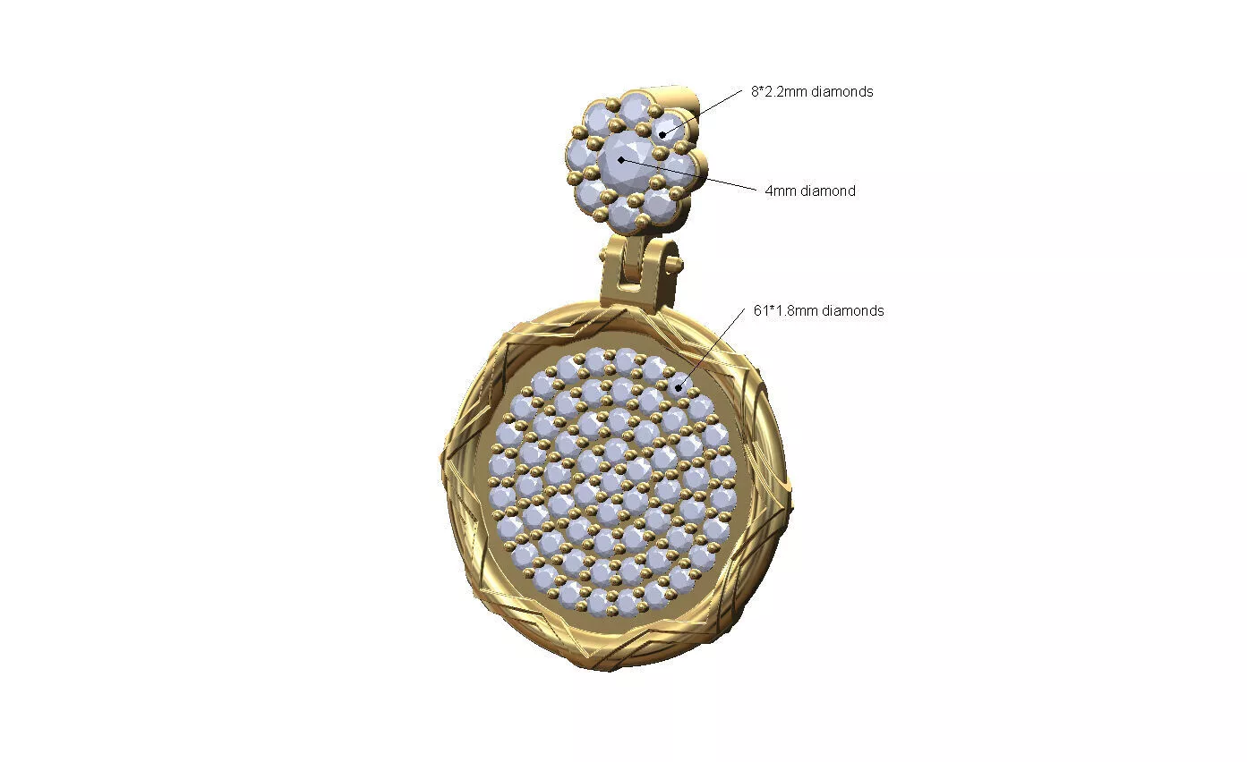 Iced cluster bail Art deco pattern N02 memory pendant 3D print model