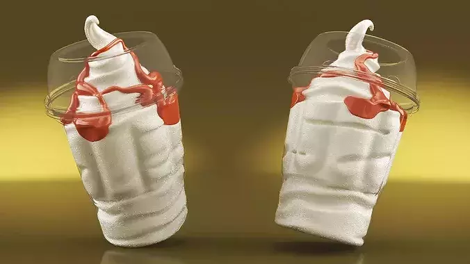 McDonalds McSundae Ice Cream with Caramel Topping 3D model 4