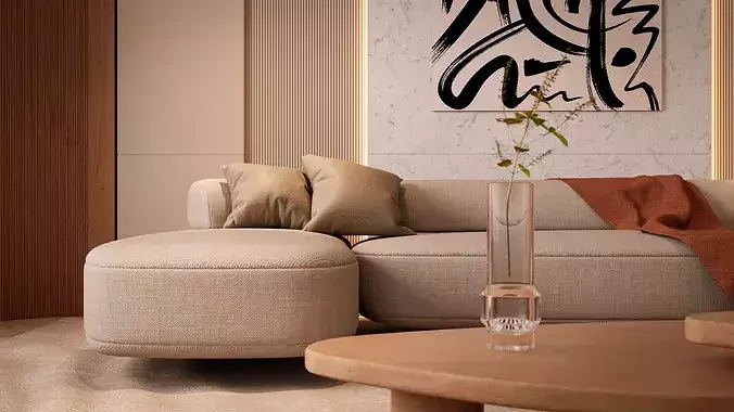 Modern Living Room 3D model 2