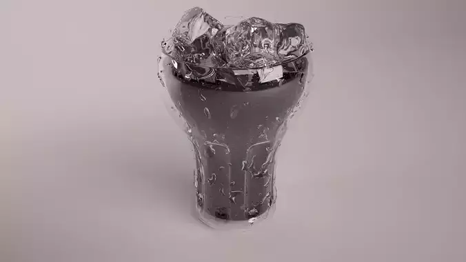 Ice-cold frosted glass of coke 3D model