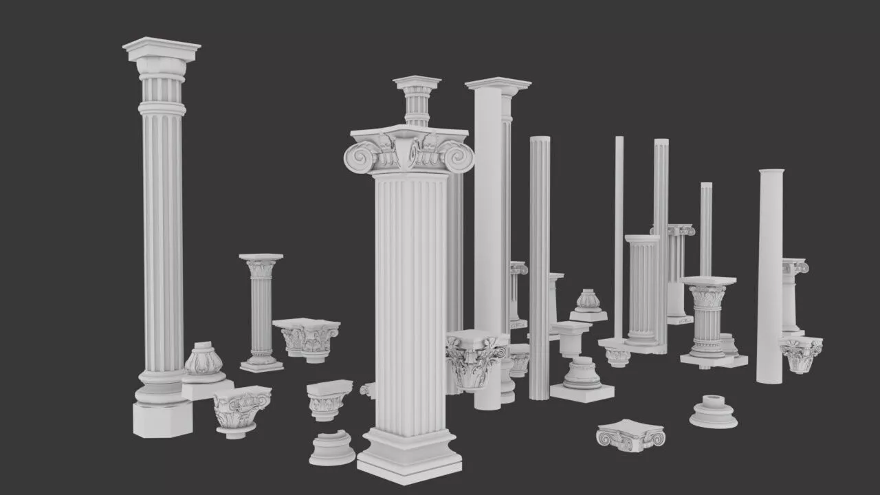 Classic column pack 3D model Low-poly 3D model