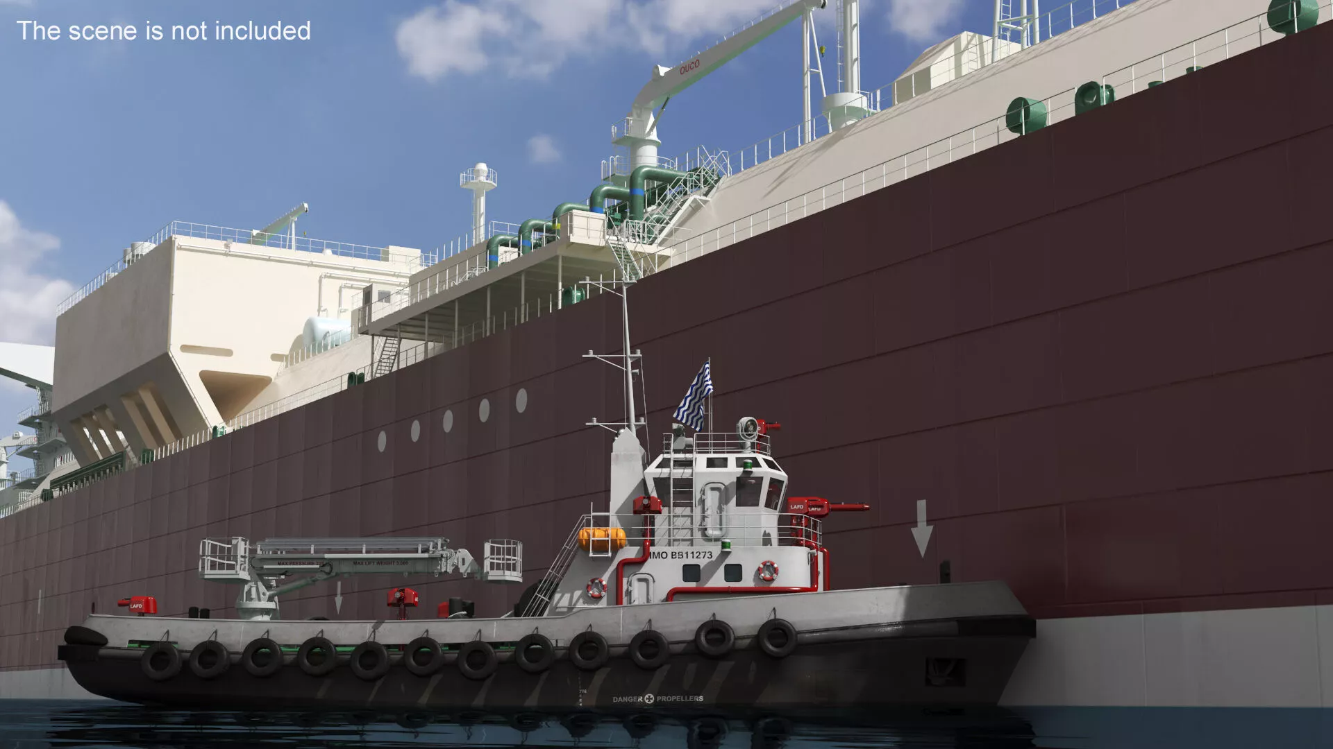 LNG Carrier with Tugboat Escort on Water 3D model